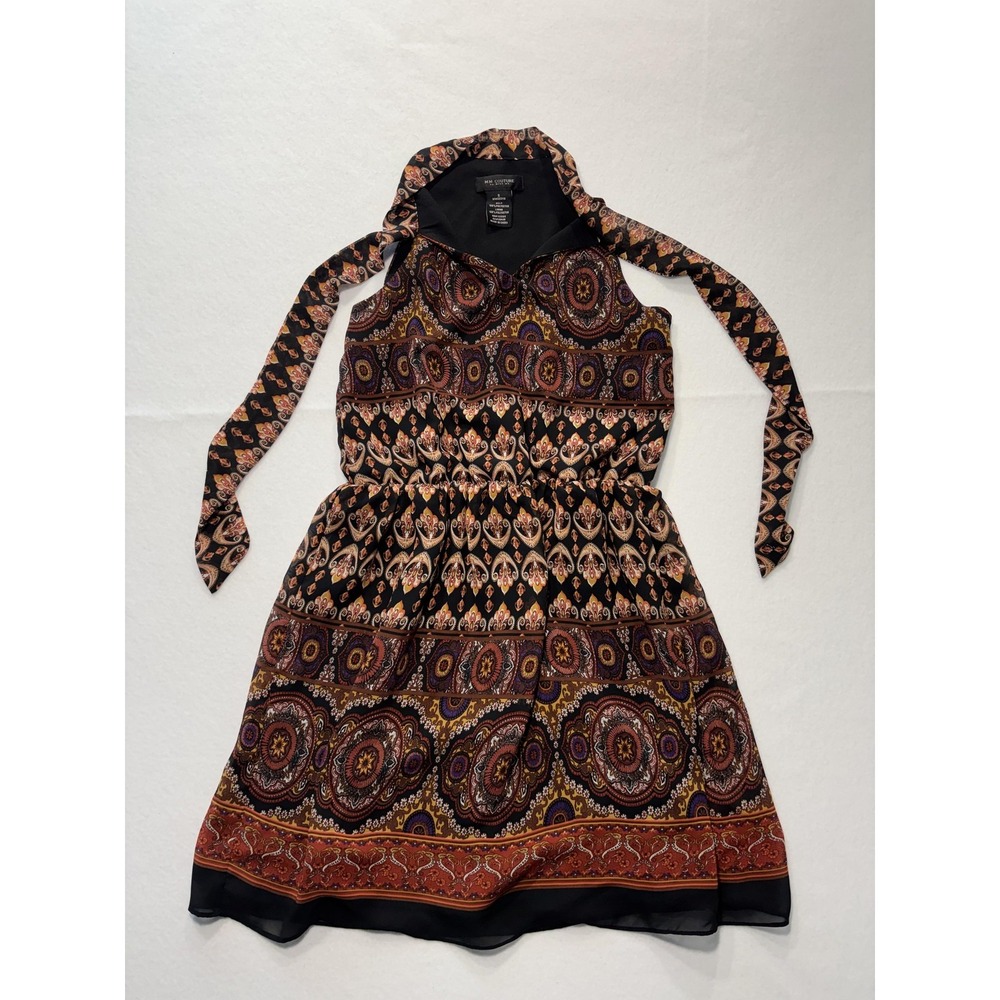M.M. Couture By Miss Me Dress Womens Small Paisley Print Halter Fit Flare Boho